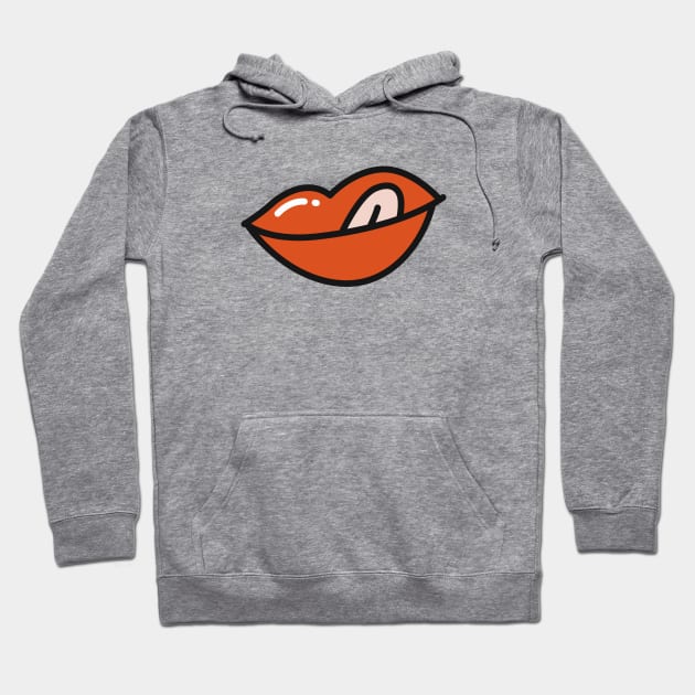 Red Lips - Tongue Sticking Out Hoodie by souloff